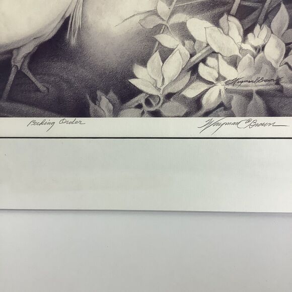 Wayman C Brown Pencil Sketch White Heron ‘Pecking Order’ 19x22 Signed & Matted - Picture 3 of 13